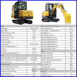 3.5 Ton Excavator with Kubota Engine 25HP Enclosed Cab + Hydraulic Thumb