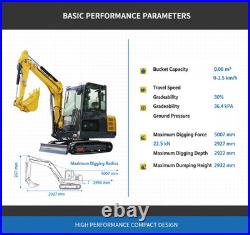 3.5 Ton Kubota 25HP Diesel Mini Excavator, Side Swing Boom Mini Digger EPA