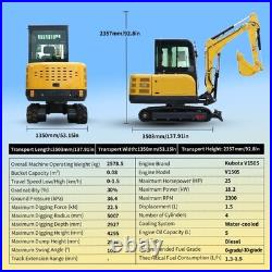 3.5 Ton Kubota 25HP Diesel Mini Excavator, Side Swing Boom Mini Digger EPA