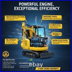 3.5 Ton Kubota 25HP Diesel Mini Excavator, Side Swing Boom Mini Digger EPA