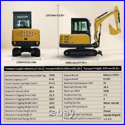 3.5 Ton Mini Excavator Kubota V1505 Diesel with Hydraulic Thumb & Enclosed Cab