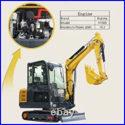 3.5 Ton Mini Excavator Kubota V1505 Diesel with Hydraulic Thumb & Enclosed Cab