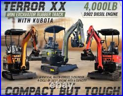 4000 lbs TERROR XX Mini Excavator EPA Kubota D902 Diesel Engine Side Swing New