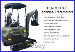 4000 lbs TERROR XX Mini Excavator EPA Kubota D902 Diesel Engine Side Swing New