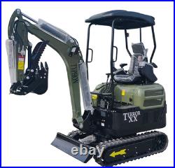 4000 lbs TERROR XX Mini Excavator EPA Kubota D902 Diesel Engine Side Swing New