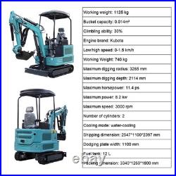 4000lbs Mini Excavator 1.8Ton Kubota Z482 Pilot System with Two Cylinder USA, EPA