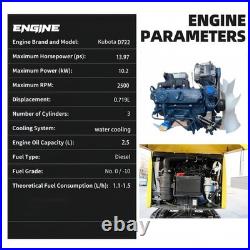 4000lbs Mini Excavator Kubota D722 Engine Pilot System with 6 Attachments USA