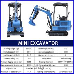 4000lbs Mini Hydraulic Excavator with Kubota Diesel Engine 1.8Ton USA Stock New
