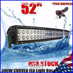 52INCH 300W CREE LED CURVED WORK LIGHT BAR FLOOD SPOT COMBO DRIVING OFFROAD 4WD