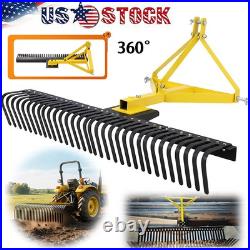 60'' 3 Point 3 Pt Landscape Rock Rake For Category 1 Skid Steer Tractors Loader