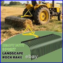 60'' 3 Point 3 Pt Landscape Rock Rake For Category 1 Skid Steer Tractors Loader