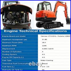 6Ton Mini Excavator Diesel Side Swing Digger, Yanmar Engine, Cab, Multi Attachments