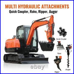 6Ton Mini Excavator Diesel Side Swing Digger, Yanmar Engine, Cab, Multi Attachments