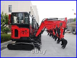 6,000 lbs Mini Excavator Trench Digger Crawler Cabin EPA Diesel Perkins Engine