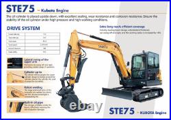 6 Ton Mini Excavator Kubota Diesel Engine Tracked Digger with7in HD Touch Screen