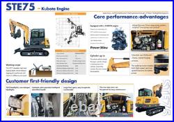 6 Ton Mini Excavator Kubota Diesel Engine Tracked Digger with7in HD Touch Screen