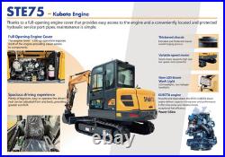 6 Ton Mini Excavator Kubota Diesel Engine Tracked Digger with7in HD Touch Screen