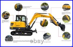 6 Ton Mini Excavator Kubota Diesel Engine Tracked Digger with7in HD Touch Screen