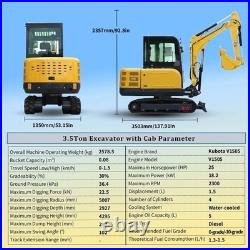7700lbs Mini Excavator 25HP Kubota Hydraulic Digger with Tracks Extension & Boo