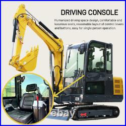 7700lbs Mini Excavator 25HP Kubota Hydraulic Digger with Tracks Extension & Boo