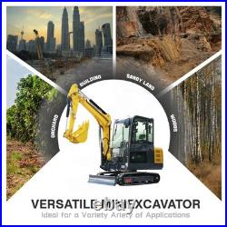 7700lbs Mini Excavator 25HP Kubota Hydraulic Digger with Tracks Extension & Boo