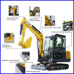 7700lbs Mini Excavator 25HP Kubota Hydraulic Digger with Tracks Extension & Boo