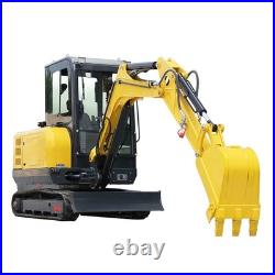 7700lbs Mini Excavator 25HP Kubota Hydraulic Digger with Tracks Extension & Boo