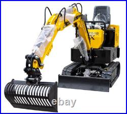 8pcs Mini Excavator Attachments Narrow Bucket, Ripper Rake Auger Quick Hitch Kit