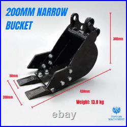 8pcs Mini Excavator Attachments Narrow Bucket, Ripper Rake Auger Quick Hitch Kit