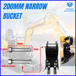 8pcs Mini Excavator Attachments Narrow Bucket, Ripper Rake Auger Quick Hitch Kit