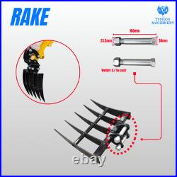 8pcs Mini Excavator Attachments Narrow Bucket, Ripper Rake Auger Quick Hitch Kit