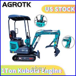 AGROTK 1 Ton B&S Kubota Engine Mini Excavator Rubber Track Backhoe Excavator