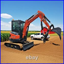 AGT 3.5Ton Mini Excavator Digger 20HP Kubota Diesel Engine withHydraulic Thumb NEW