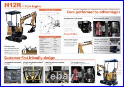 AGT H12R 1 Ton Hydraulic Mini Excavator Crawler 13.5HP RATO Gas Engine EPA AGT H12R 1 Ton Hydraulic Mini Excavator Crawler 13.5HP RATO Gas Engine EPA