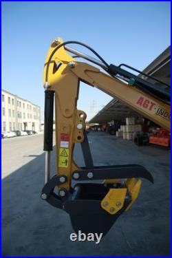 AGT Mini Excavator Digger withHydraulic Thumb&Side Swing Boom B&S Gas Engine 1 Ton