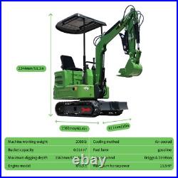 A Mini Excavator 13.5HP 1 Ton Hydraulic Thumb WithCanopy Digger Gasoline B&S Rake
