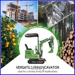 A Mini Excavator 13.5HP 1 Ton Hydraulic Thumb WithCanopy Digger Gasoline B&S Rake