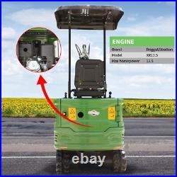 A Mini Excavator 13.5HP 1 Ton Hydraulic Thumb WithCanopy Digger Gasoline B&S Rake