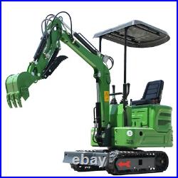 A Mini Excavator 13.5HP 1 Ton Hydraulic Thumb WithCanopy Digger Gasoline B&S Rake