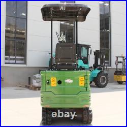 A Mini Excavator 13.5HP 1 Ton Hydraulic Thumb WithCanopy Digger Gasoline B&S Rake