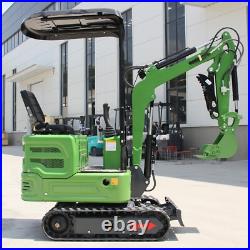 A Mini Excavator 13.5HP 1 Ton Hydraulic Thumb WithCanopy Digger Gasoline B&S Rake