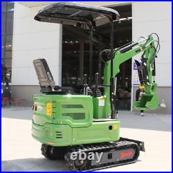 A Mini Excavator 13.5HP 1 Ton Hydraulic Thumb WithCanopy Digger Gasoline B&S Rake