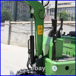 A Mini Excavator 13.5HP 1 Ton Hydraulic Thumb WithCanopy Digger Gasoline B&S Rake