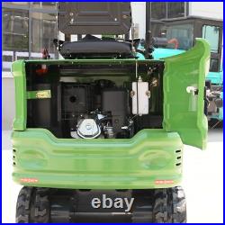 A Mini Excavator 13.5HP 1 Ton Hydraulic Thumb WithCanopy Digger Gasoline B&S Rake
