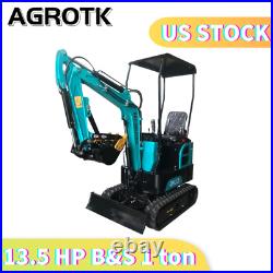 Agrotk 13.5 HP 1.2 ton Mini Excavator Digger Tracked Crawler with Thumb