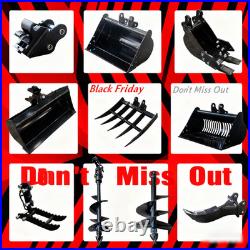 BLACK FRIDAY 10pcs MINI EXCAVATOR ATTACHMENT KIT THUMB AUGER BUCKET RIPPER RAKE