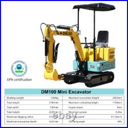 BRAND NEW 1 Ton Mini Hydraulic Excavator Digger Tracked Crawler 13.5HP EPA+Auger