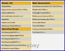 CA/TX/NJ Pick Up 1.2Ton Mini Excavator 13.5hp New Tracked Digger Gas Engine