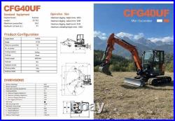 CFG-40UF 4 Ton Mini Excavator Digger with Kubota Diesel Engine -Comfort Cab & AC