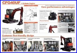 CFG-40UF 4 Ton Mini Excavator Digger with Kubota Diesel Engine -Comfort Cab & AC